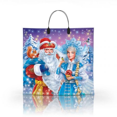 Пакет с пластиковой ручкой 36x34 Дед и Снегурочка