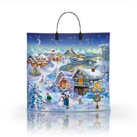 Пакет с пластиковой ручкой 36x34 Домики